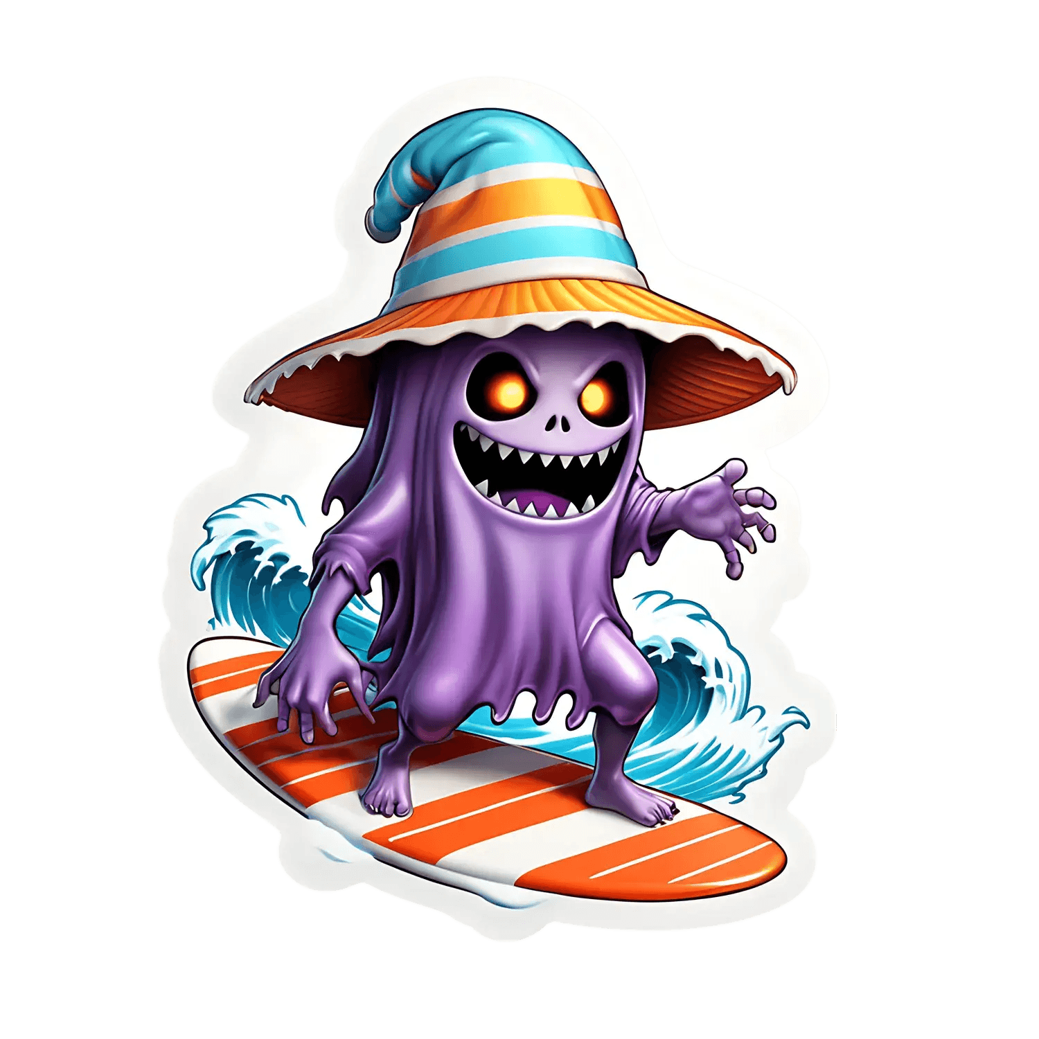 Surfer Monster - UV DTF Sticker - Heat Press Transfer