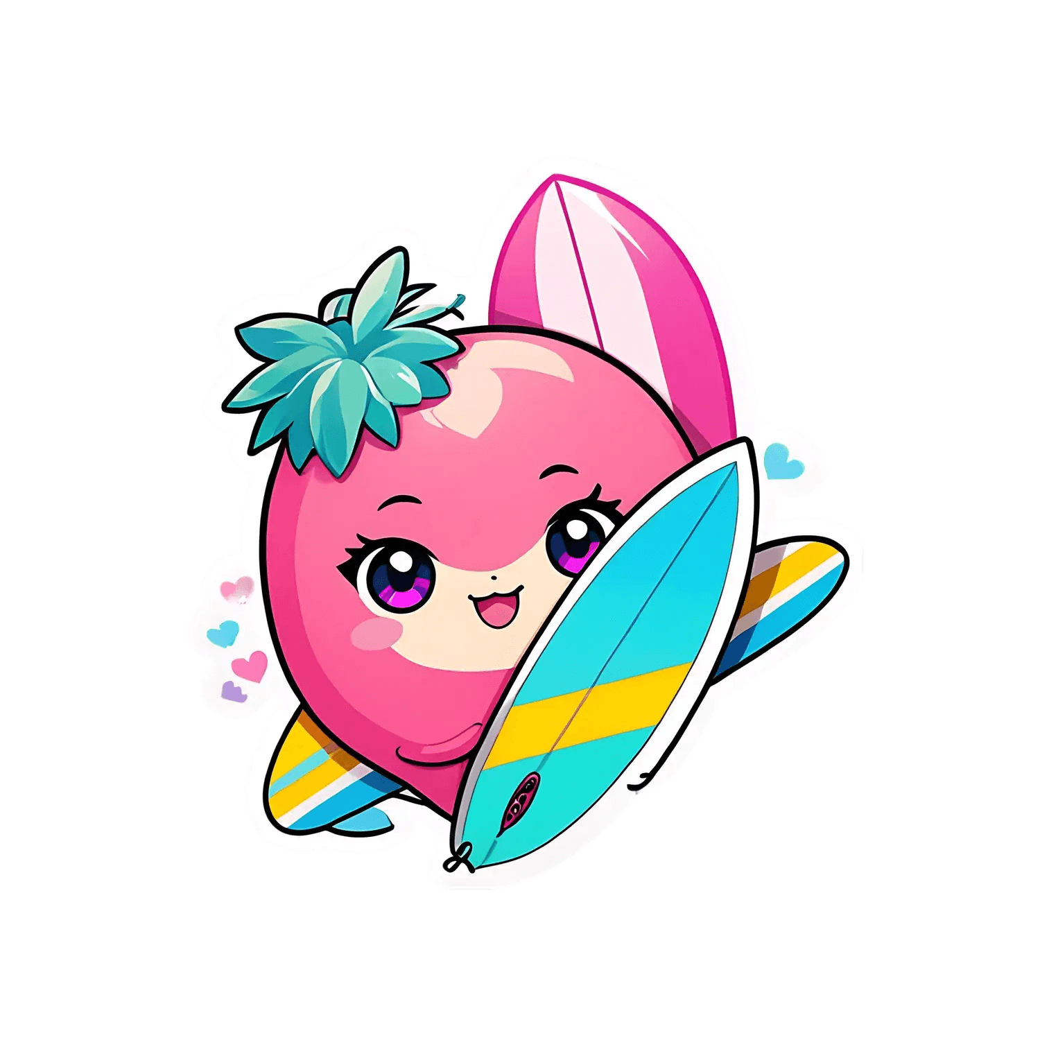 Surfing Peach - Cute Sticker - Heat Press Transfer