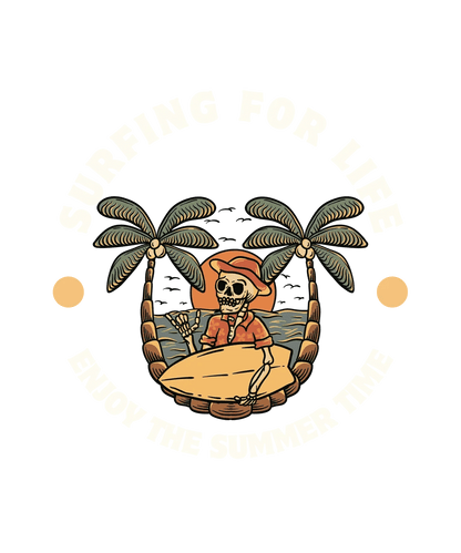 Surfing Skeleton - DTF Ready to Press - Heat Press Transfer