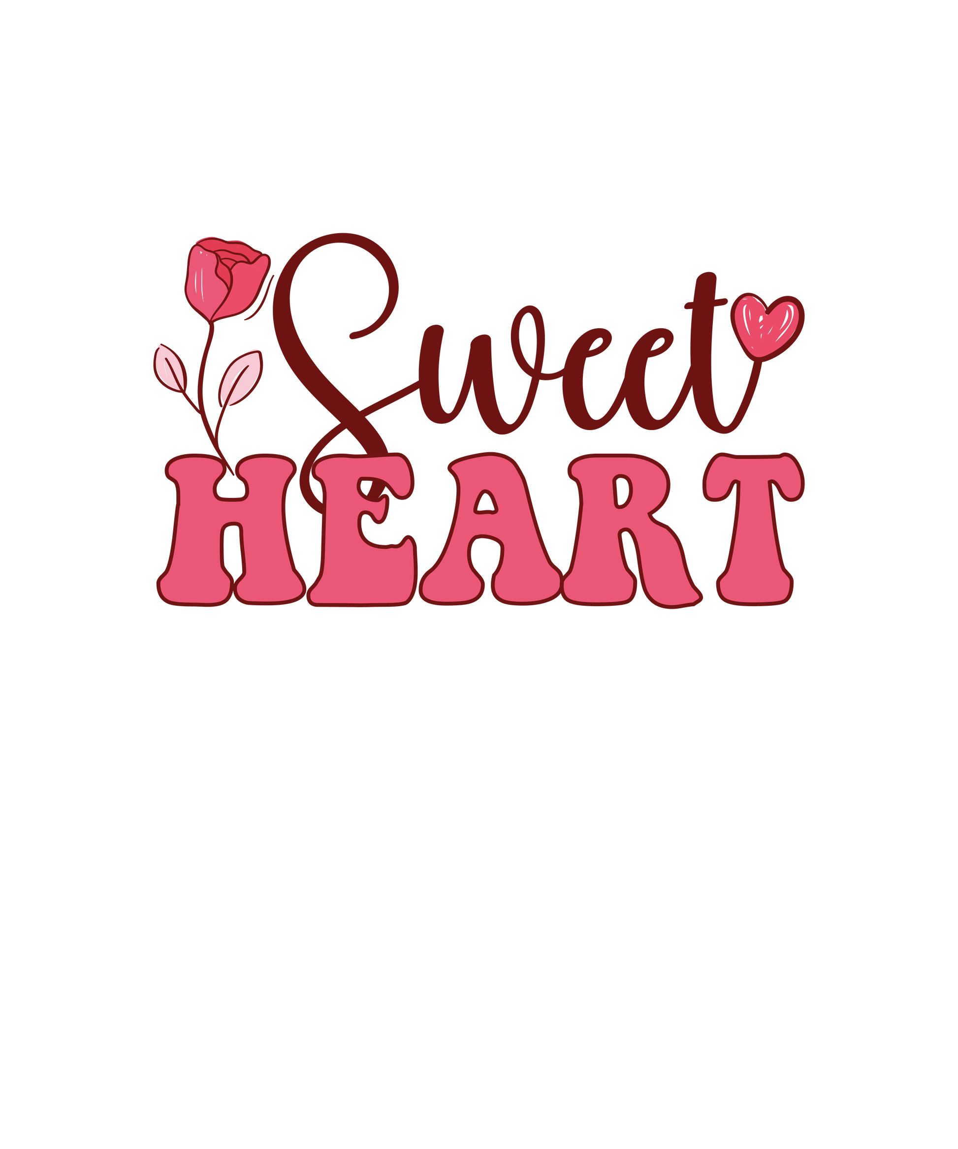 Sweet Heart Valentine's Day Design - DTF Ready To Press - Heat Press Transfer