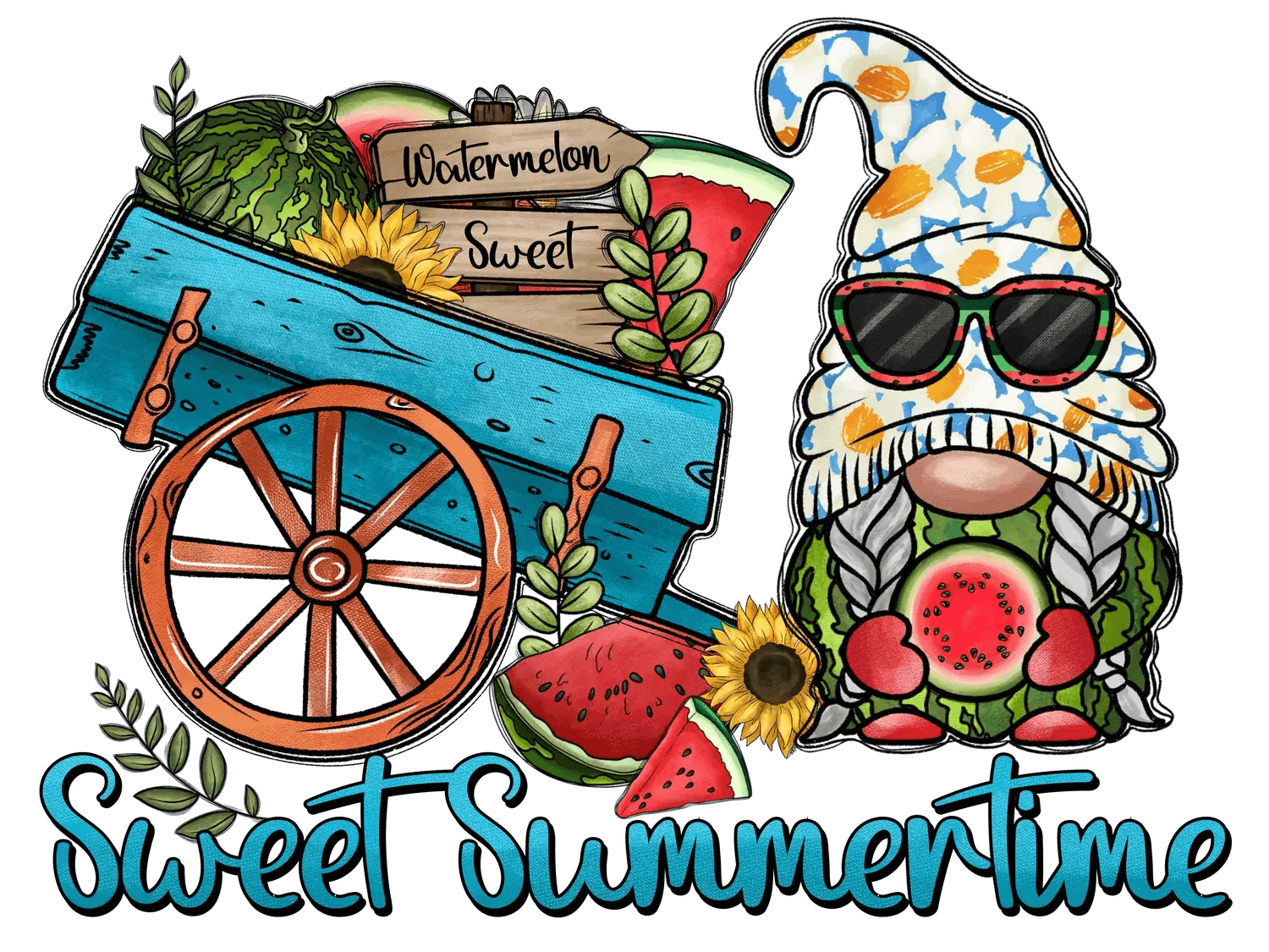 Sweet Summertime Gnome - DTF Ready to Press - Heat Press Transfer