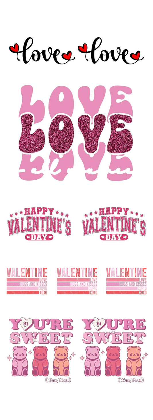 Sweet & Lovely: Valentine’s Day DTF Gang Sheet 22"x60" Premade DTF Gang Sheet - Heat Press Transfer