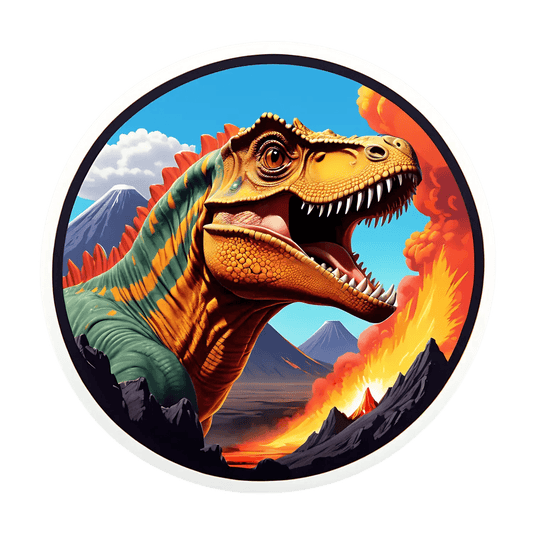 T-Rex Volcano - Dinosaur Sticker - Heat Press Transfer