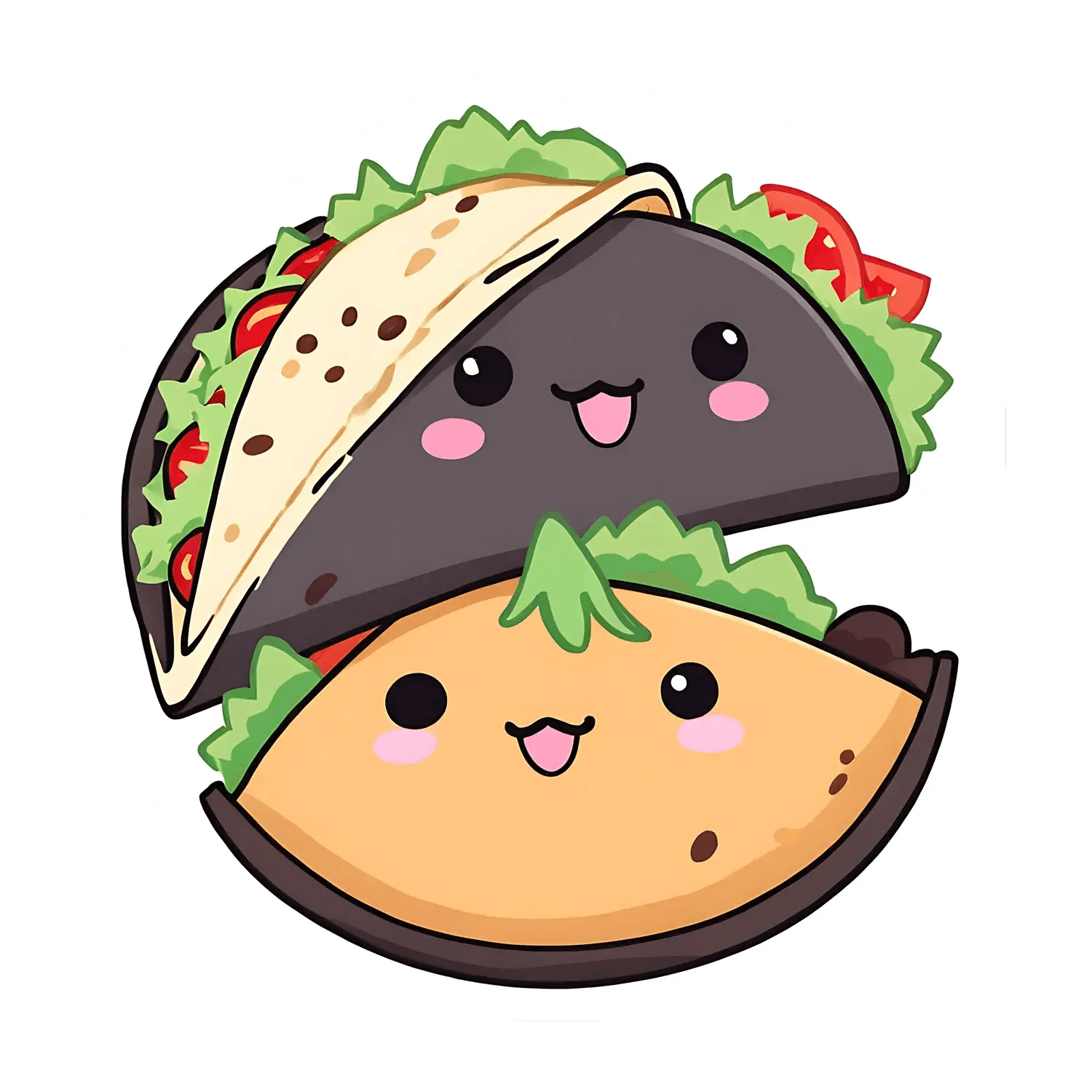 Taco Emoji Sticker - Cute Kawaii Design - Heat Press Transfer