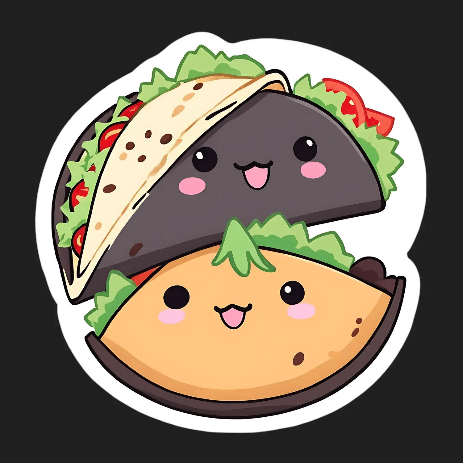 Taco Emoji Sticker - Cute Kawaii Design - Heat Press Transfer