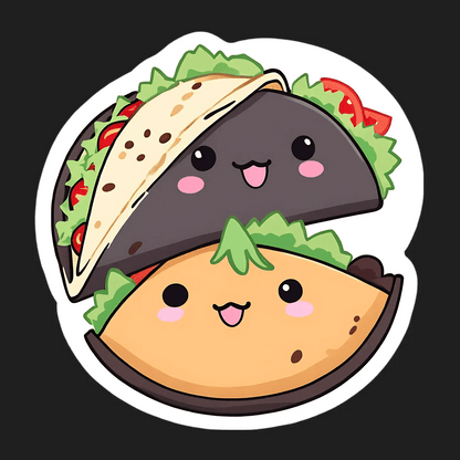 Taco Emoji Sticker - Cute Kawaii Design - Heat Press Transfer