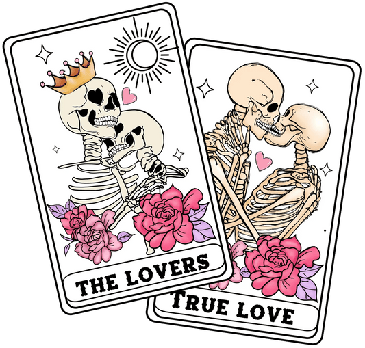 Tarot Cards The Lovers, True Love Valentine's Day Design - DTF Ready To Press - Heat Press Transfer