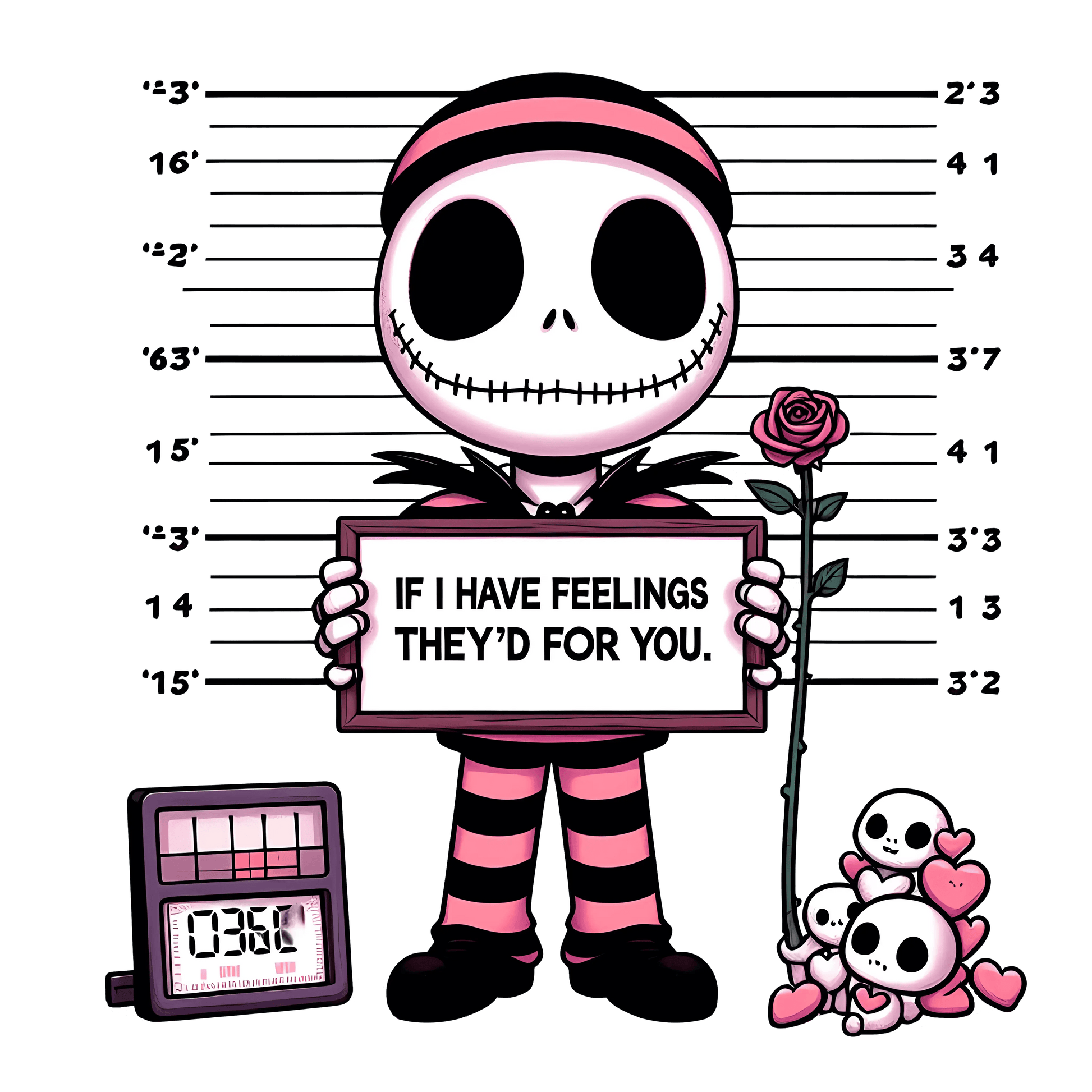 The Nightmare Before Christmas Jack Skellington If I Feelings They'd For You Valentine's Day Design - DTF Ready To Press - Heat Press Transfer