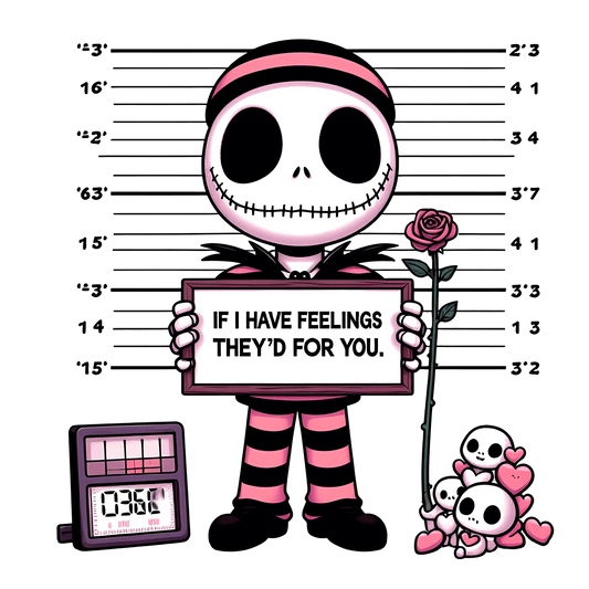 The Nightmare Before Christmas Jack Skellington If I Feelings They'd For You Valentine's Day Design - DTF Ready To Press - Heat Press Transfer