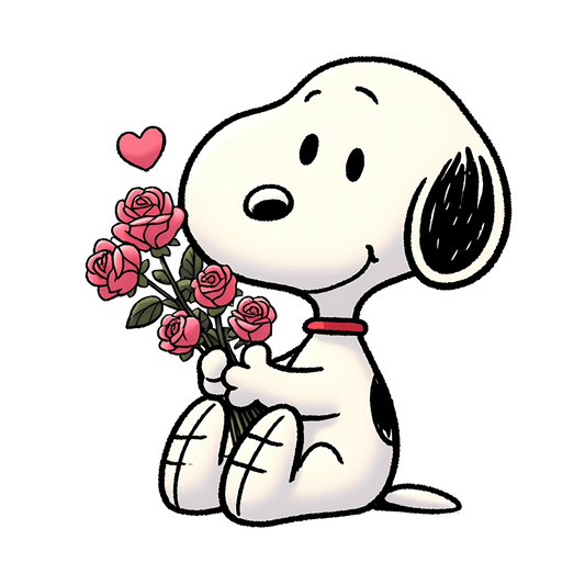 The Peanuts Snoopy And Rose Valentine's Day Design - DTF Ready To Press - Heat Press Transfer
