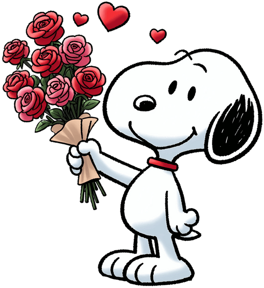 The Peanuts Snoopy Roses For You Valentine's Day Design - DTF Ready To Press - Heat Press Transfer