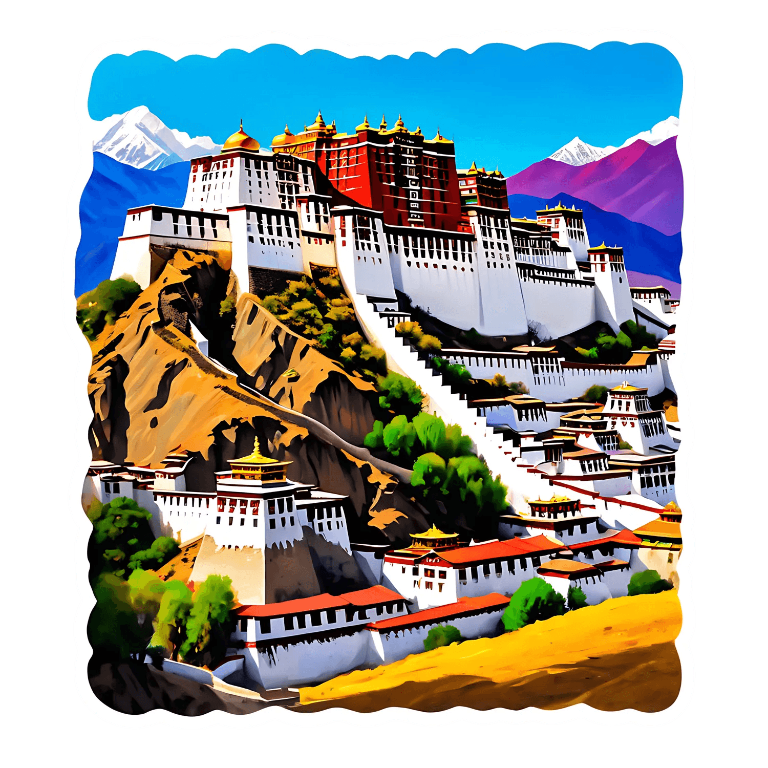 Tibetan Monastery Sticker - Vibrant UV DTF - Heat Press Transfer