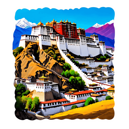 Tibetan Monastery Sticker - Vibrant UV DTF - Heat Press Transfer