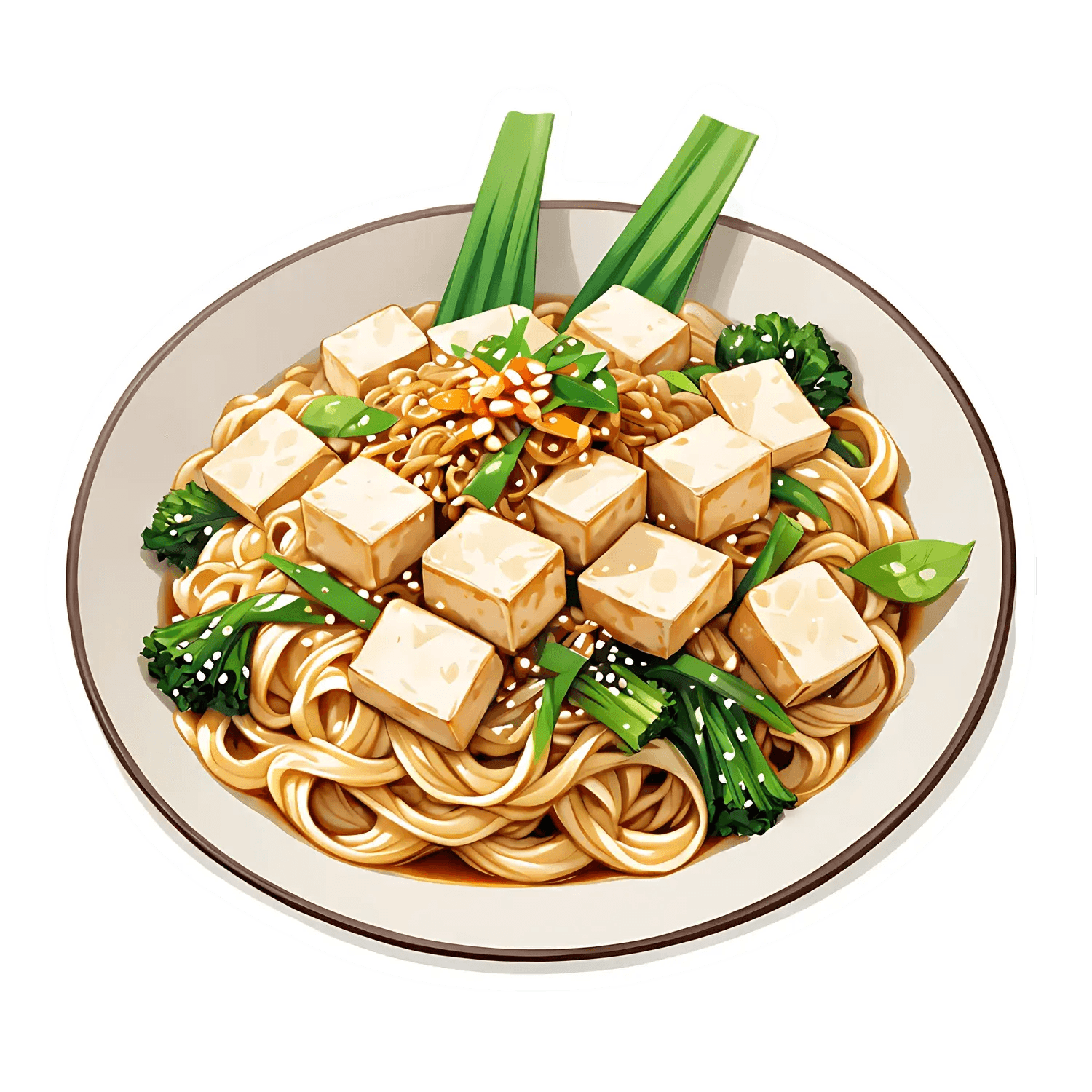 Tofu Noodle Bowl - Vegan Sticker - Heat Press Transfer