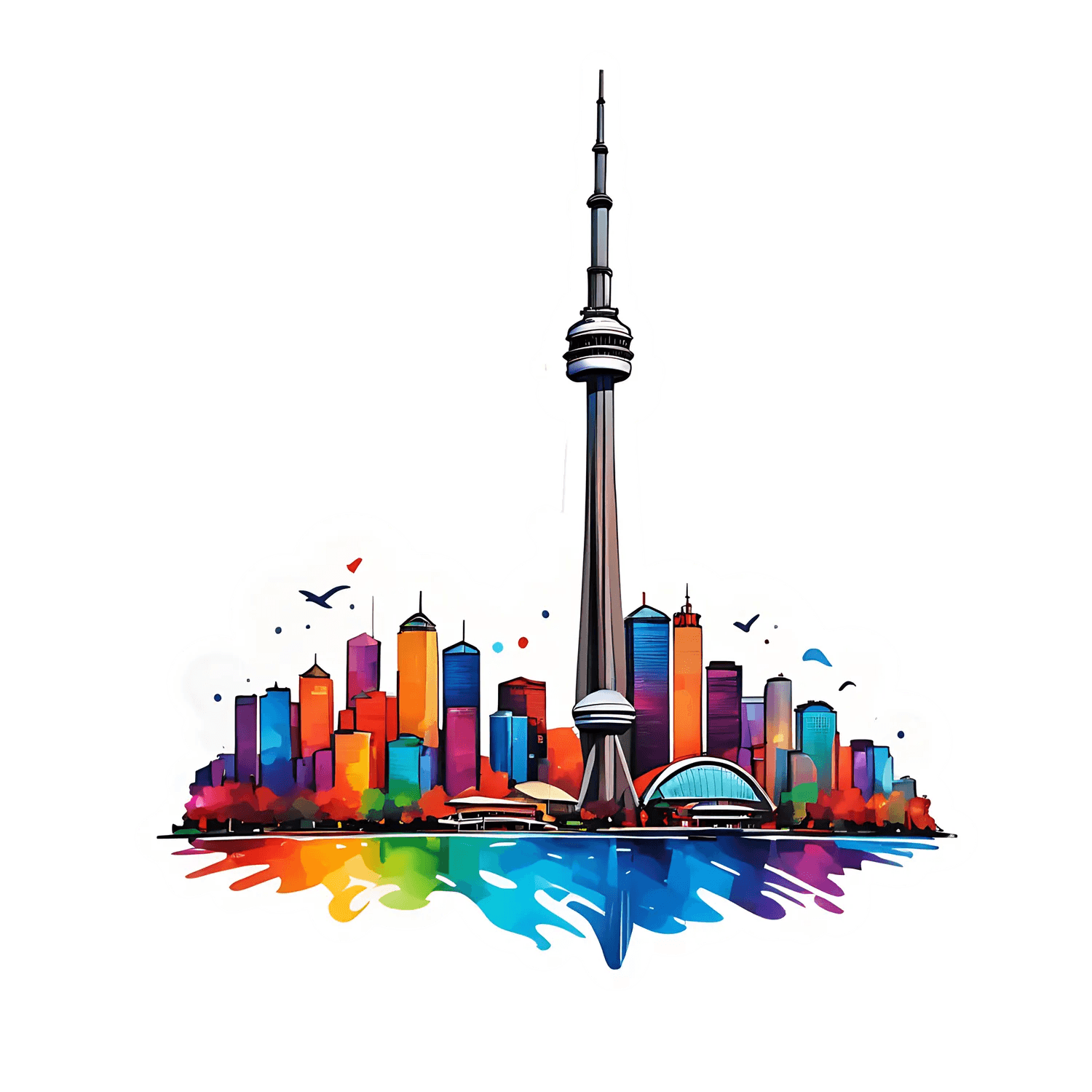 Toronto Skyline - Colorful Cityscape Sticker - Heat Press Transfer