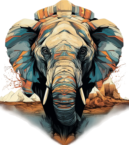 Tribal Elephant Art - DTF Ready to Press - Heat Press Transfer