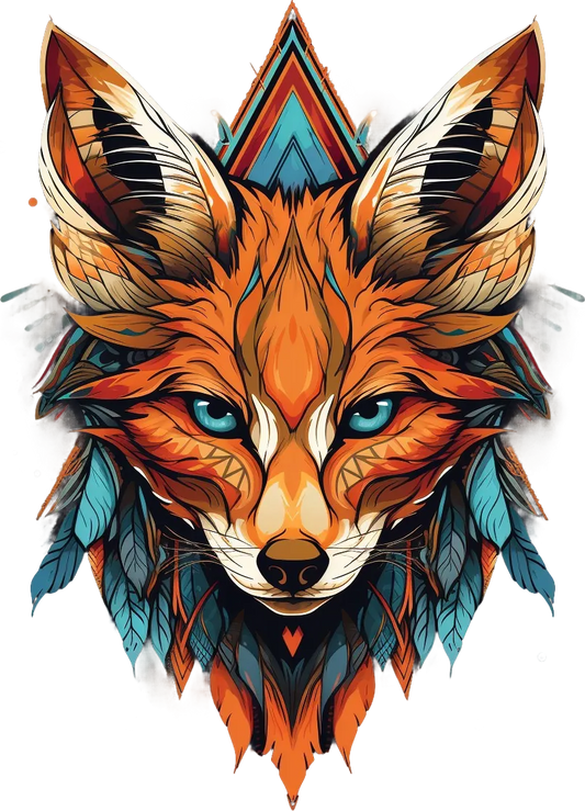 Tribal Fox Design - DTF Ready to Press - Heat Press Transfer