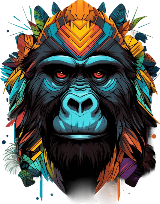 Tribal Gorilla Color Pop - DTF Ready to Press - Heat Press Transfer