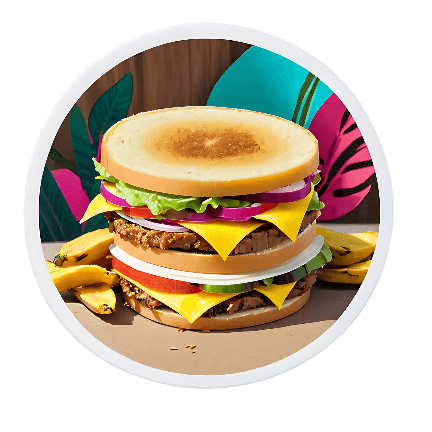 Tropical Burger Delight Sticker - Heat Press Transfer