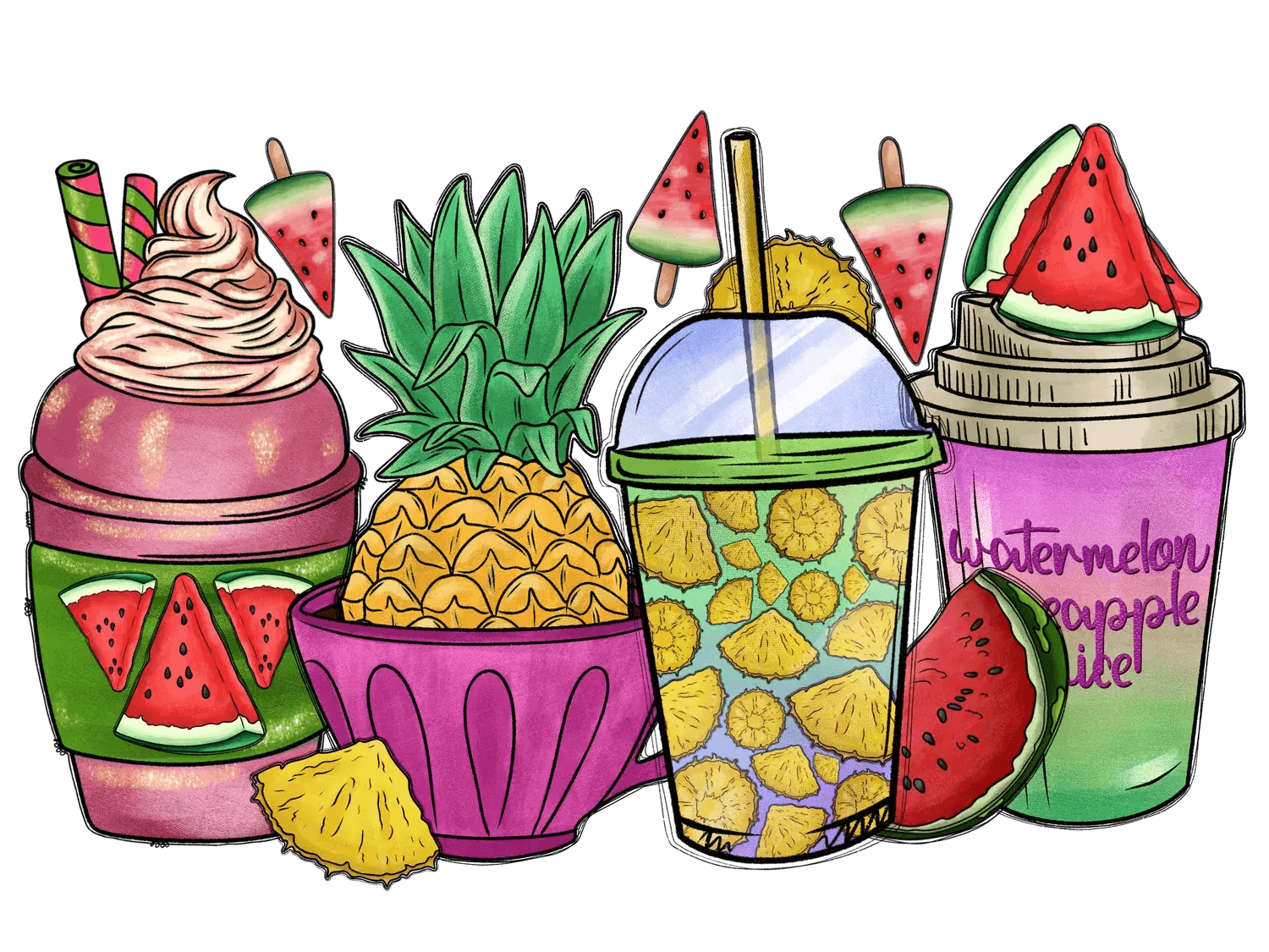 Tropical Drinks - DTF Ready to Press - Heat Press Transfer