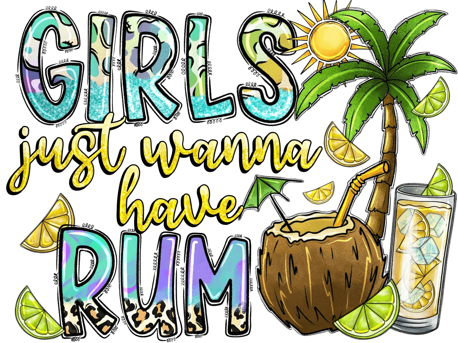 Tropical Girls Night - DTF Ready to Press - Heat Press Transfer