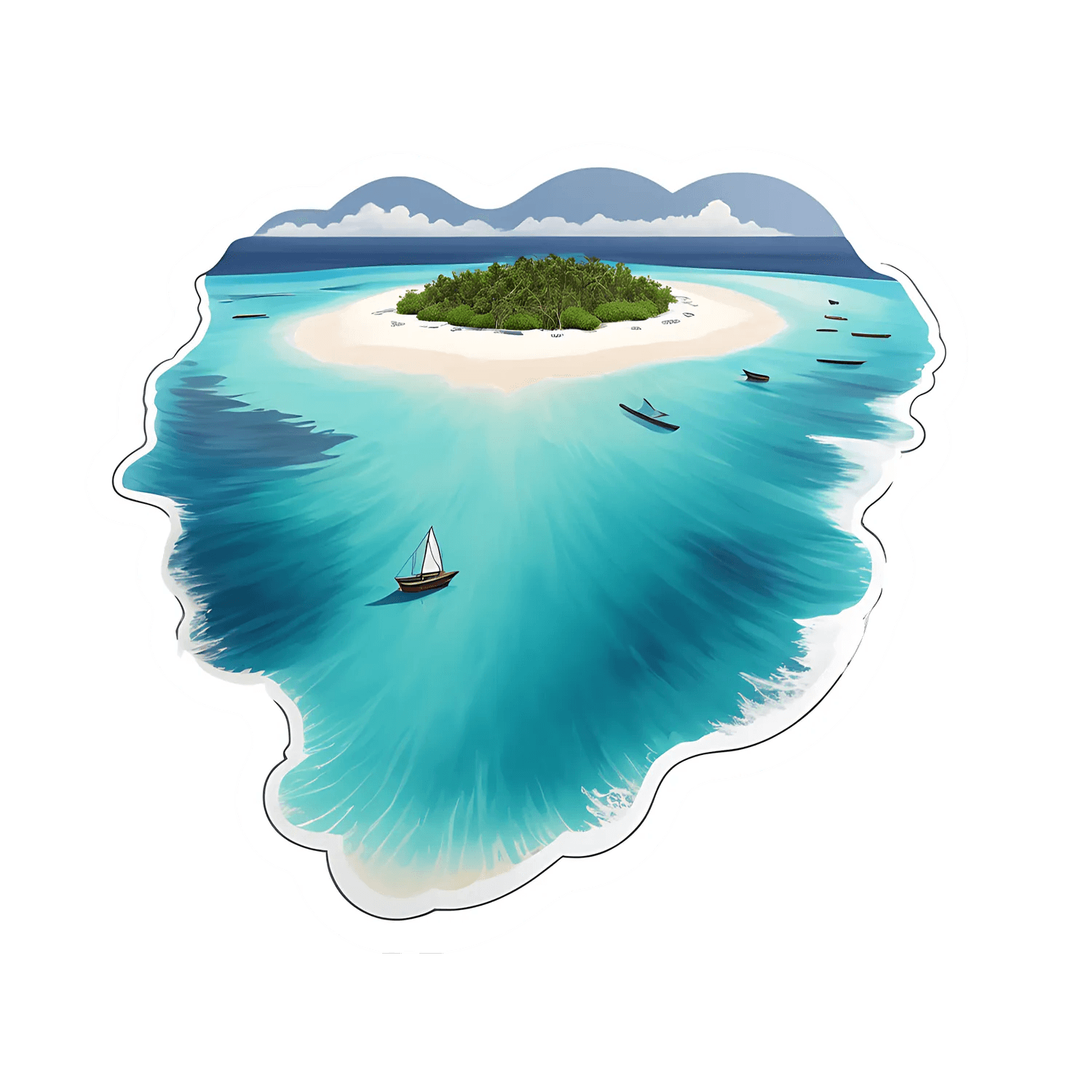 Tropical Island Paradise - Sticker - Heat Press Transfer