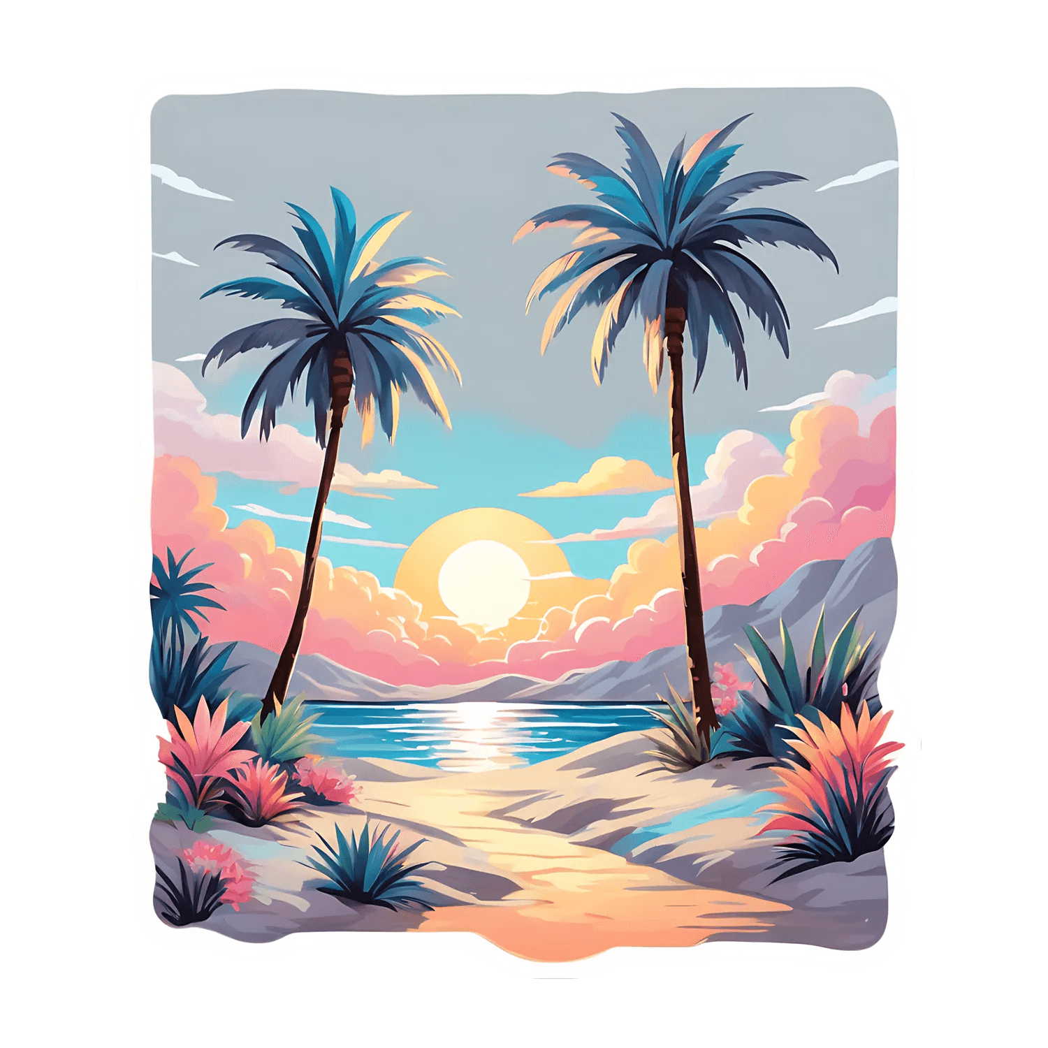 Tropical Sunset Palms - Sticker - Heat Press Transfer