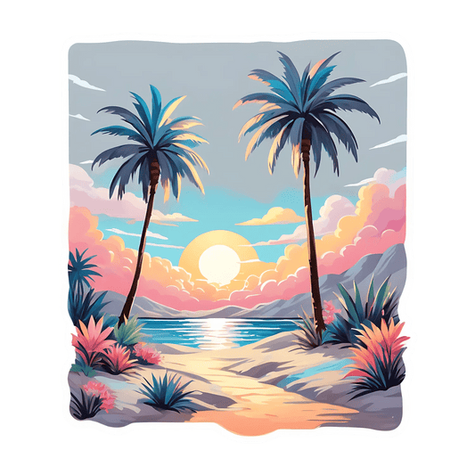 Tropical Sunset Palms - Sticker - Heat Press Transfer