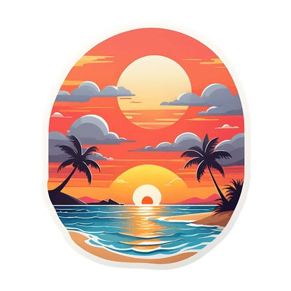 Tropical Sunset Sticker - Durable UV Print - Heat Press Transfer