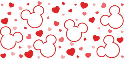UV DTF 16 Oz Libbey Glass Cup Wrap - Disney Mickey Valentine's Day Magic - Heat Press Transfer