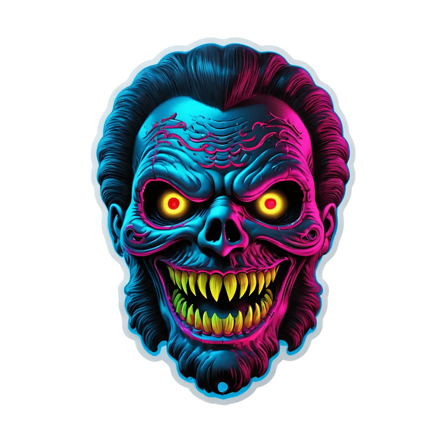 UV DTF Sticker - Neon Skull Design - Heat Press Transfer