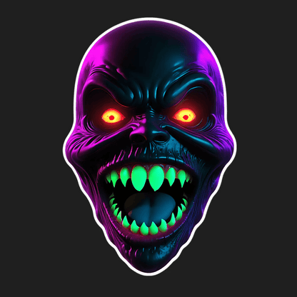 UV Glow Skull - Sticker - Heat Press Transfer