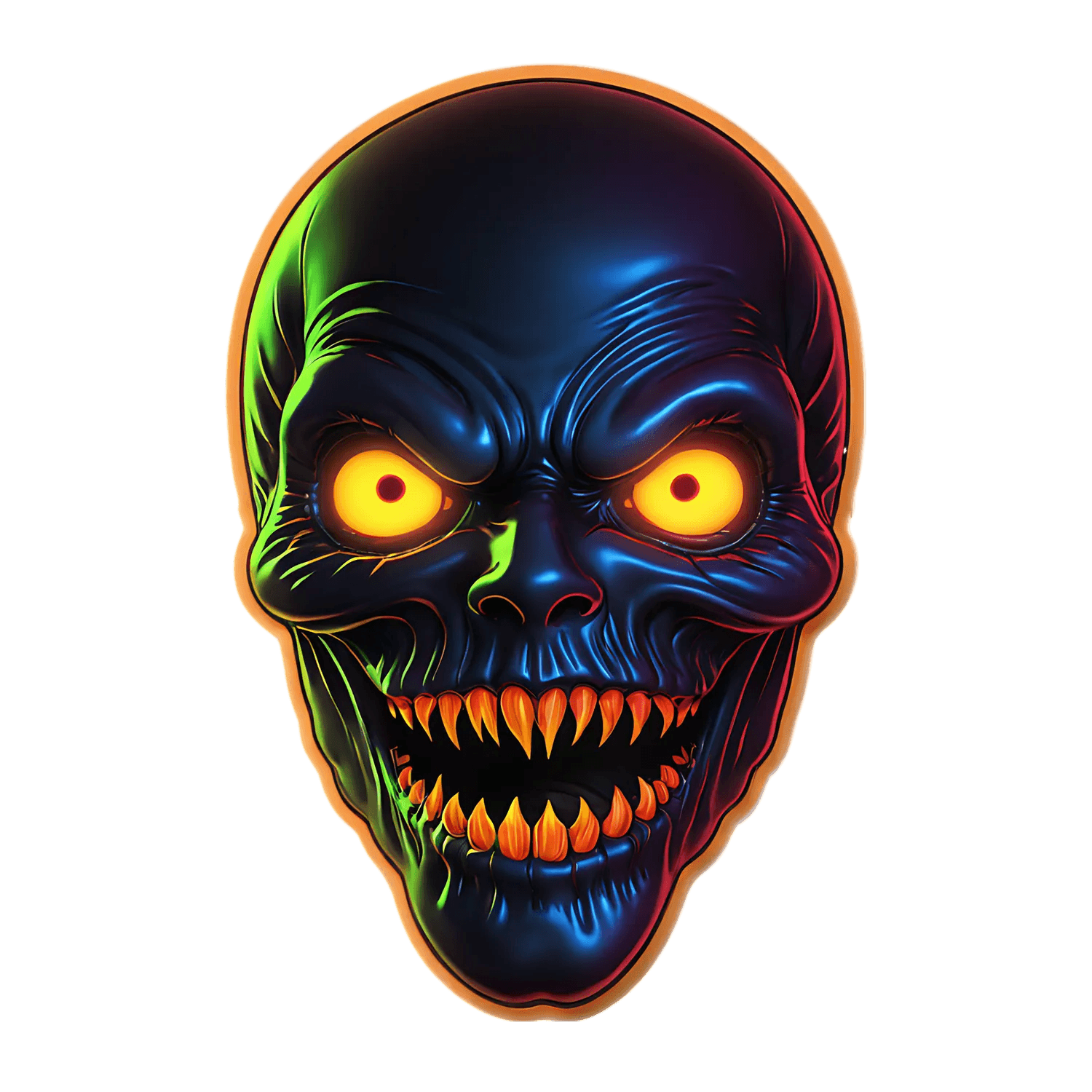 UV Skull Sticker - Vibrant Neon Graphics - Heat Press Transfer