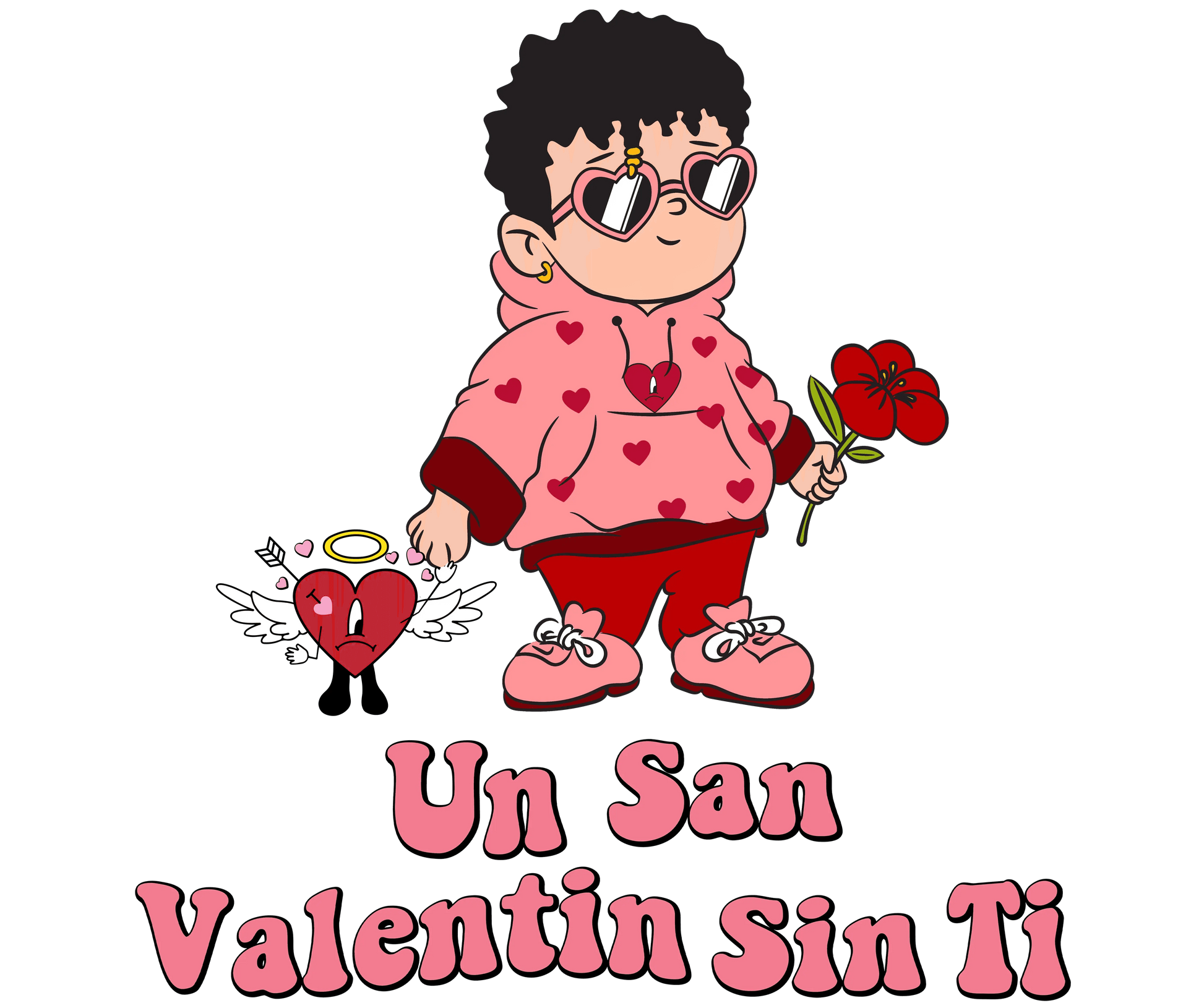 Un San Valentin Sin Tin Bad Bunny Design - DTF Ready To Press - Heat Press Transfer