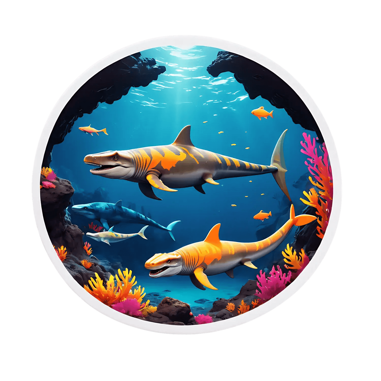 Underwater Sharks - Oceanic Sticker - Heat Press Transfer