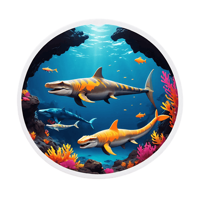 Underwater Sharks - Oceanic Sticker - Heat Press Transfer
