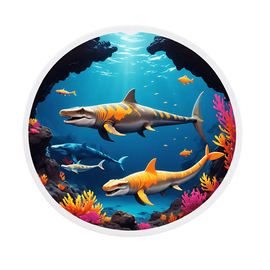 Underwater Sharks - Oceanic Sticker - Heat Press Transfer