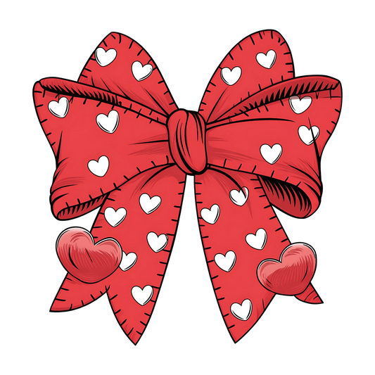 Valentine Heart Coquette Bow Valentine's Day Design | DTF Center - Heat Press Transfer
