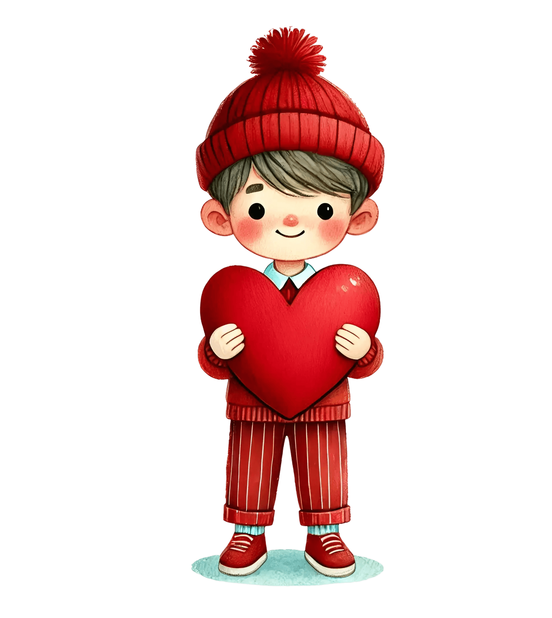 Valentine's Day Boy Holding A Big Heart Design | DTF Center - Heat Press Transfer