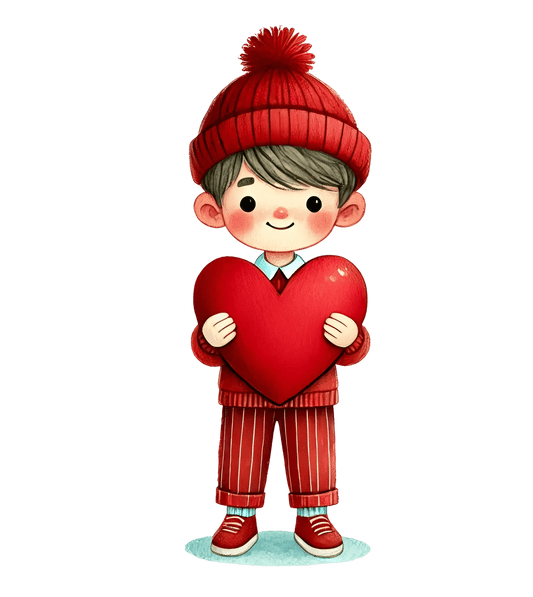 Valentine's Day Boy Holding A Big Heart Design | DTF Center - Heat Press Transfer
