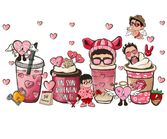 Valentine's Day Drink Design - DTF Ready To Press - Heat Press Transfer