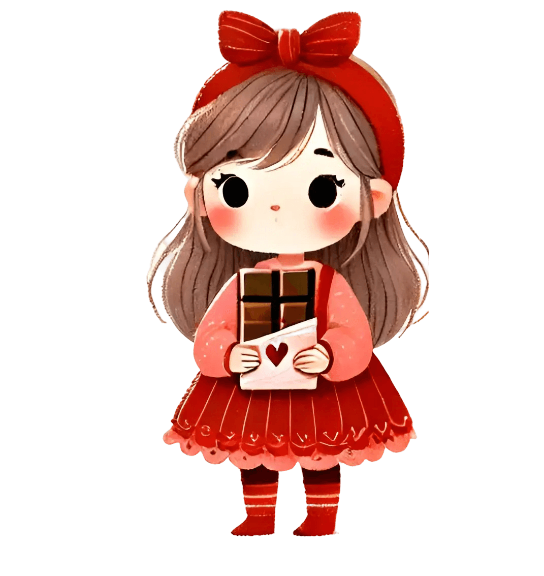 Valentine's Day Girl Eating A Piece Of Chocolate Design | DTF Center - Heat Press Transfer