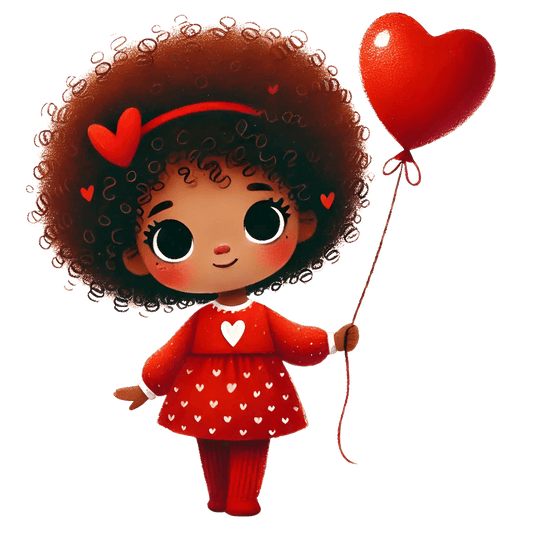 Valentine's Day Girl Holding A Balloon Design | DTF Center - Heat Press Transfer