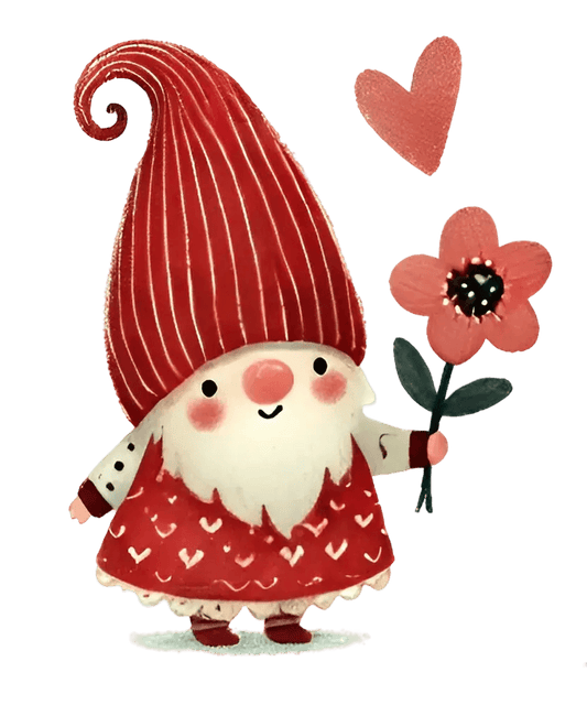 Valentine's Day Gnome Flower Design | DTF Center - Heat Press Transfer