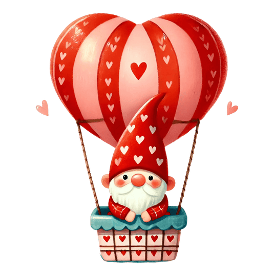 Valentine's Day Gnome In A Hot Air Balloon Design | DTF Center - Heat Press Transfer