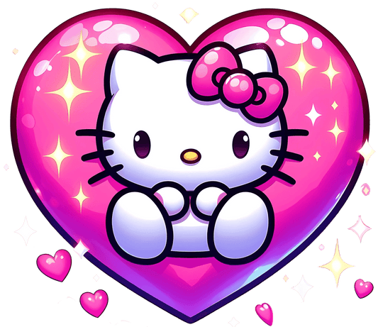Valentine's Day Hello Kitty Design - DTF Ready To Press - Heat Press Transfer