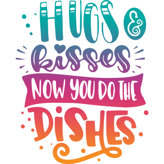Valentine's Day Hugs Kisses Design - DTF Ready To Press - Heat Press Transfer