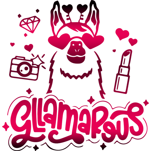 Valentine's Day Llama Design - DTF Ready To Press - Heat Press Transfer