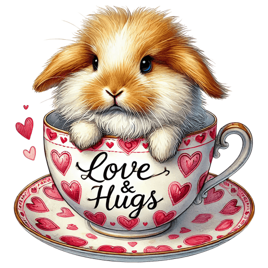 Valentine's Day Love And Hugs Bunny Design | DTF Center - Heat Press Transfer