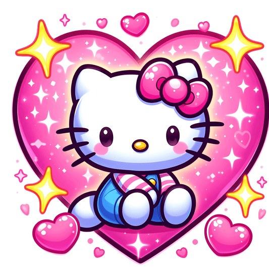 Valentine's Day Lovely Hello Kitty Design - DTF Ready To Press - Heat Press Transfer